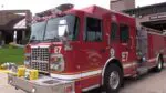 Side view of Naperville fire truck for story about house fire
