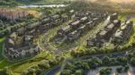 Rendering of new Northgate of Naperville townhome development aerial shot looking at all the units by M/I Homes