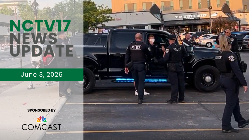 NCTV17 News Update slate for June 3, 2026 with image of Naperville police officers at vehicle in background
