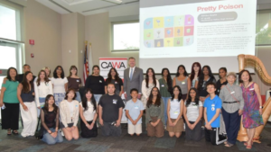 Mayor Scott Wehrli with high school artists at annual CAWA Youth Art Exhibition
