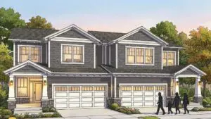Craftsman style duplex rendering courtesy Pulte Homes