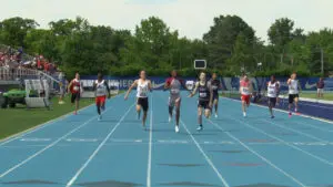 Henry Faber of Metea Valley finishes second place in the state 400 meter run.