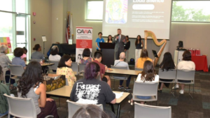 Mayor Wehrli addresses artists at CAWA's Asian Youth Art Exhibition.
