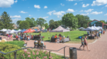Vendor tents at Naper Settlement farmers market
