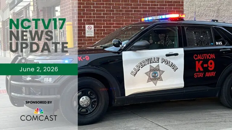 A photo of a Naperville police car stationed downtown during a so-called teen takeover.