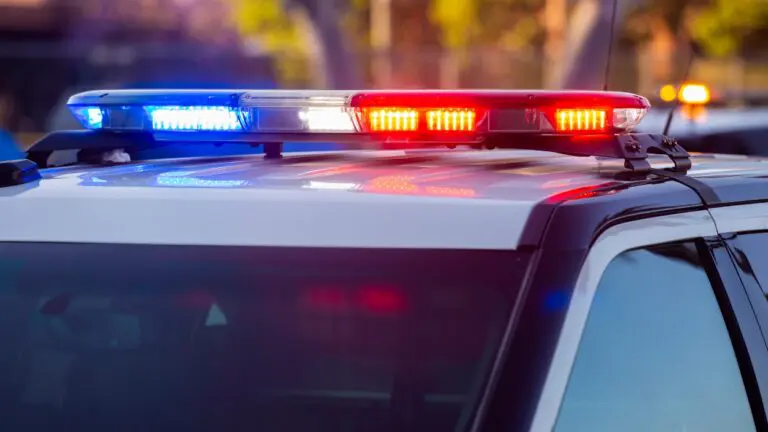 Close up of police lights on squad car