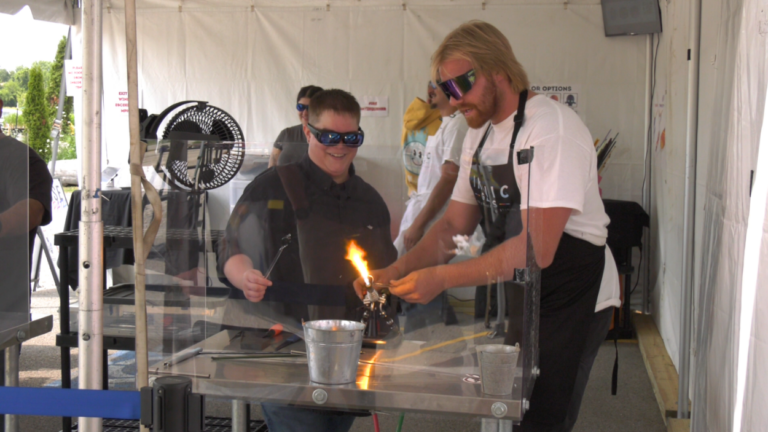glass blowing class at dupage county fair