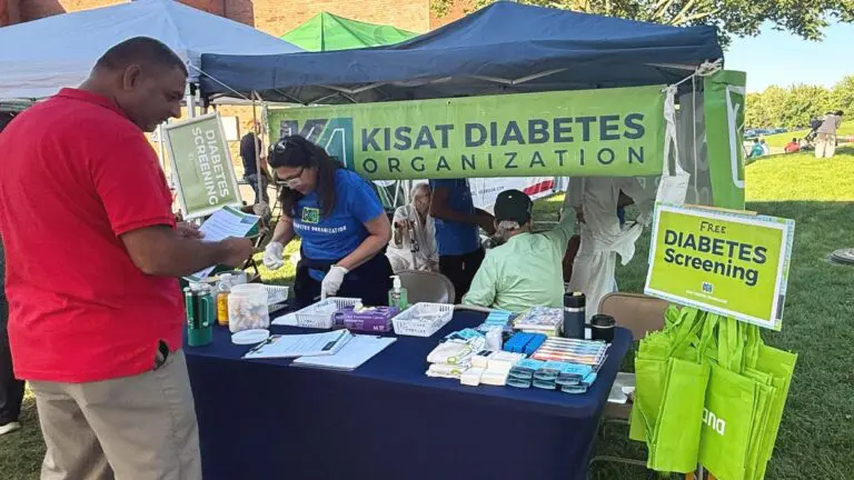 A Kisat Diabetes Organization diabetes screening tent.