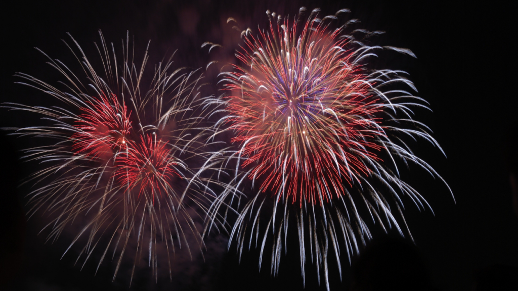 red white and blue fireworks