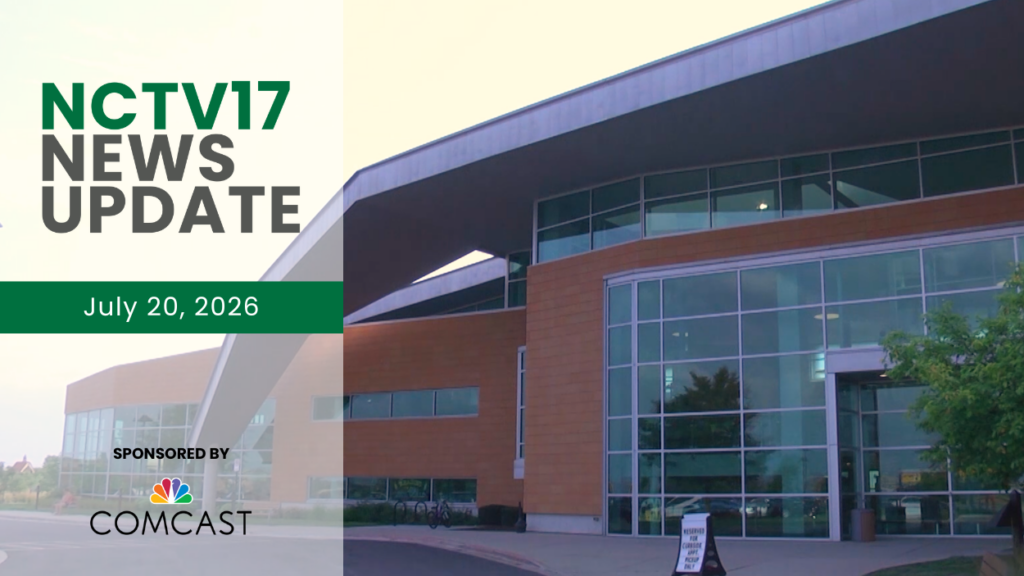 Slate graphic for NCTV17 News Update July 20, 2026, featuring image of 95th Street Library