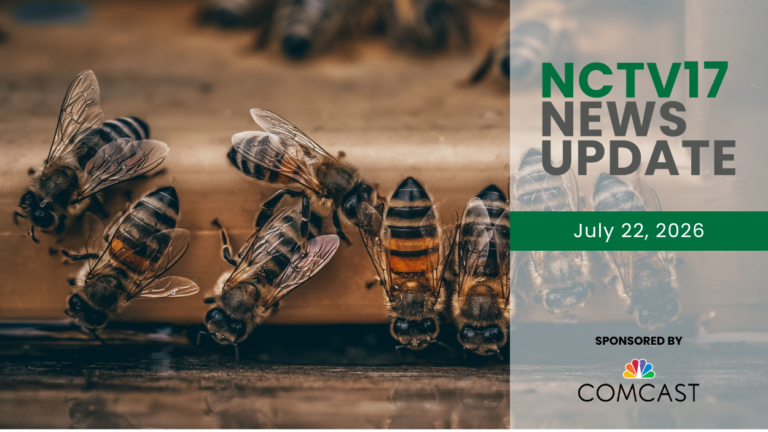 NCTV17 News Update slate for July 22, 2026 with image of bees