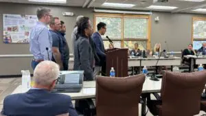 Group of Naperville 203 fathers voice concerns at D203 board meeting.