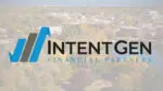 Intentgen Financial Partners logo over an aerial image of Naperville with a white overlay.