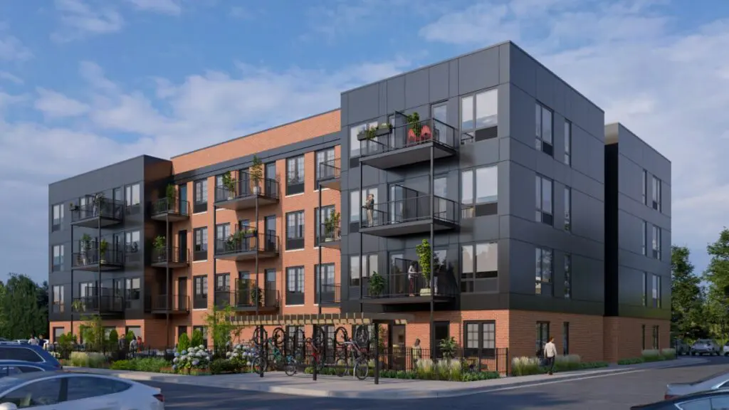 Rendering of micro-unit apartment development being proposed in Naperville