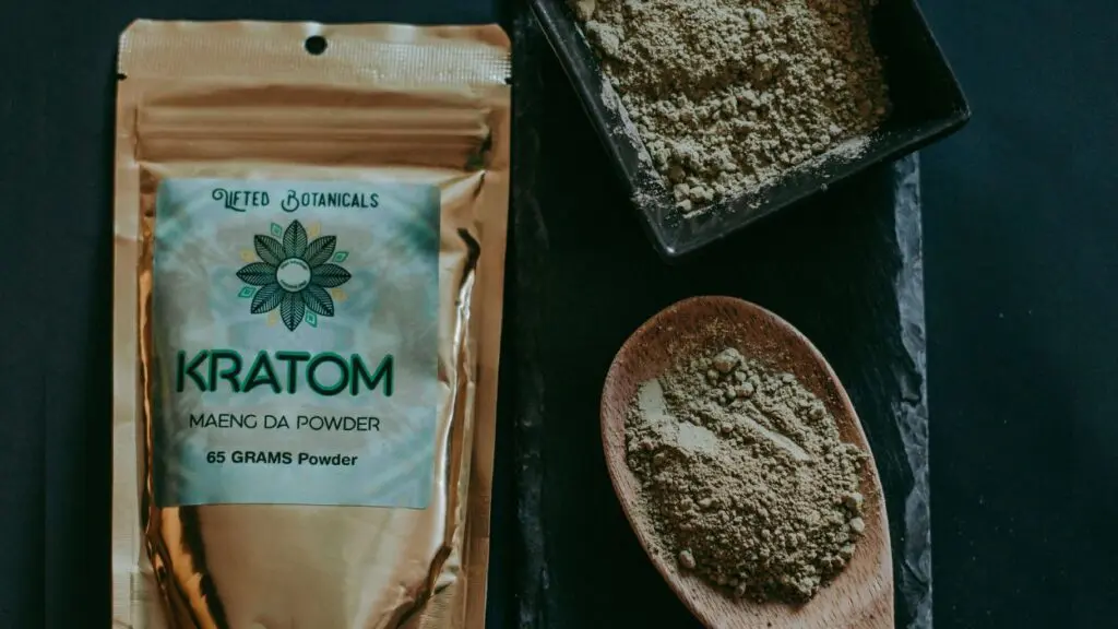 Close up of kratom products and powder