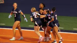 Naperville North girls flag football after razzle dazzle play