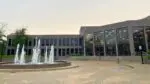Exterior of Naperville City Hall with fountain