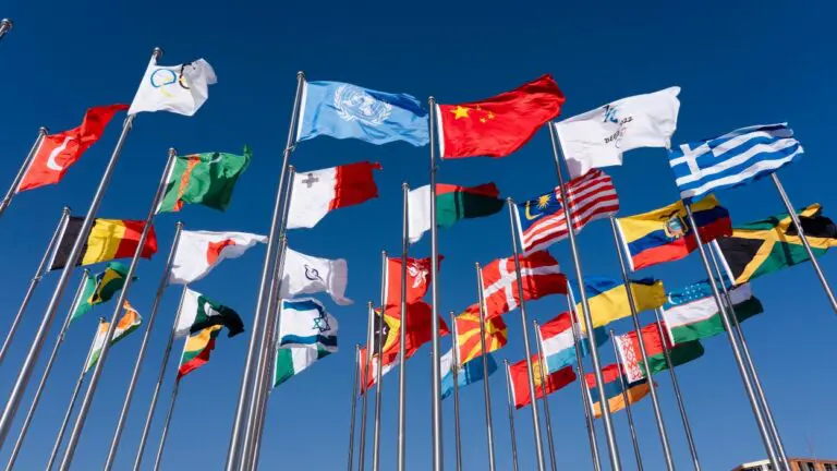 Display of flags from countries across the globe