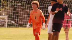 Nolan Watt in net for Waubonsie soccer