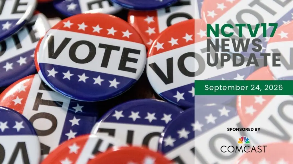 NCTV17 News Update slate for September 24, 2026 with vote buttons in background