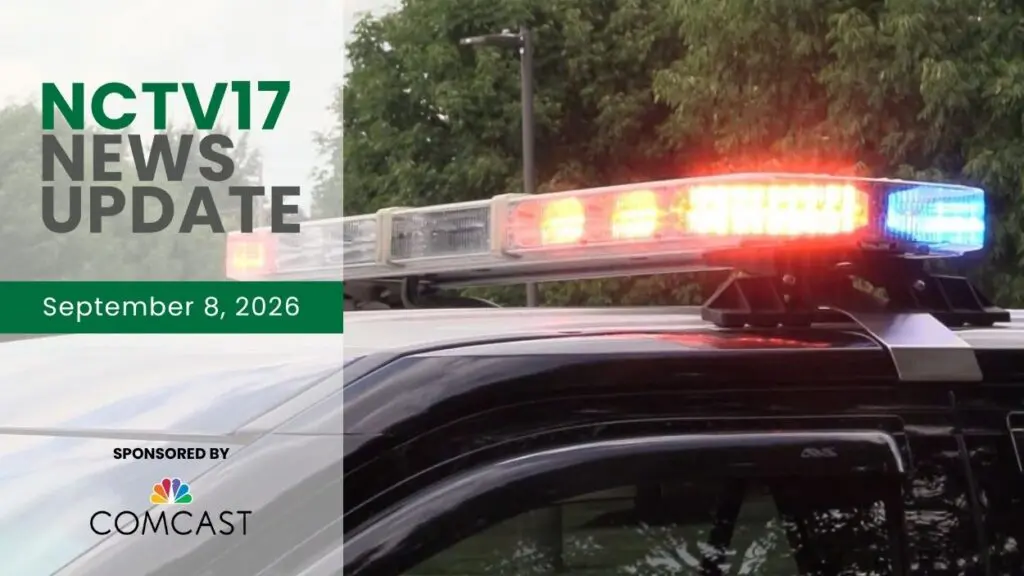 police lights with news update graphic