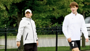 Sean and Jack Wesley stare on in practice.