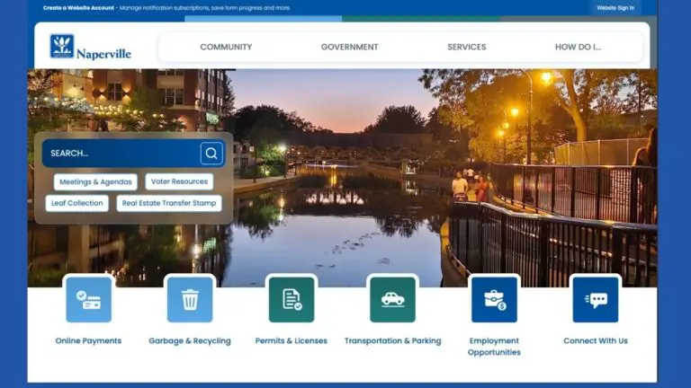 A screenshot of the city of Naperville's new website