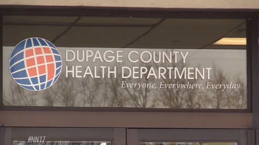 DuPage County Health Department sign on glass