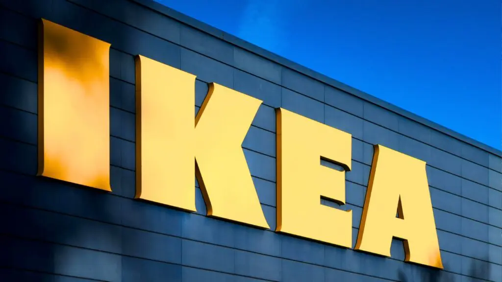 Close up IKEA sign on building