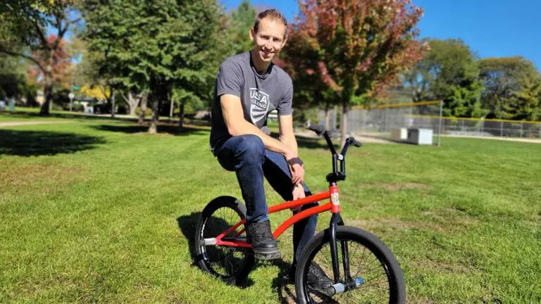 Pro BMX rider Matt Wilhelm sits on his bike at Gartner Park in Naperville.