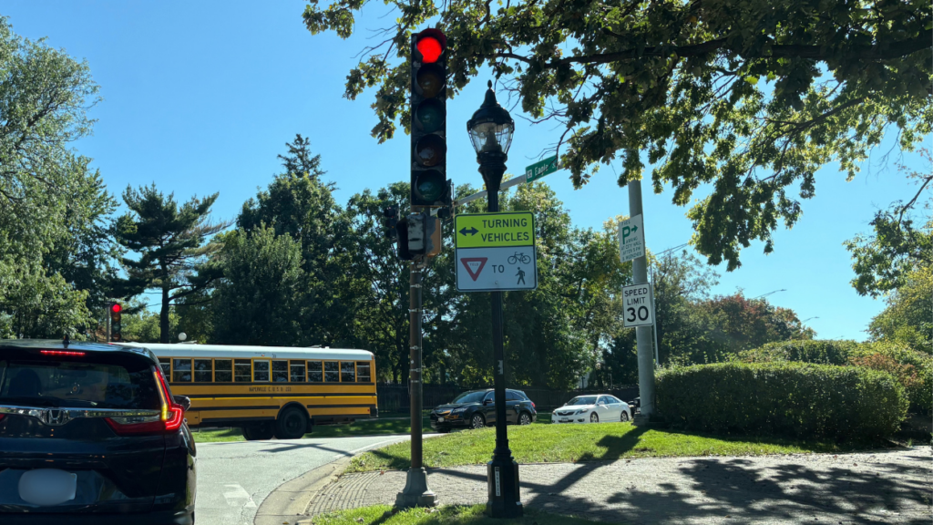 crosswalk signs at Aurora and Eagle intersection