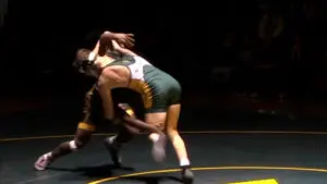 Nick Sondag takes down opponent on the mat.