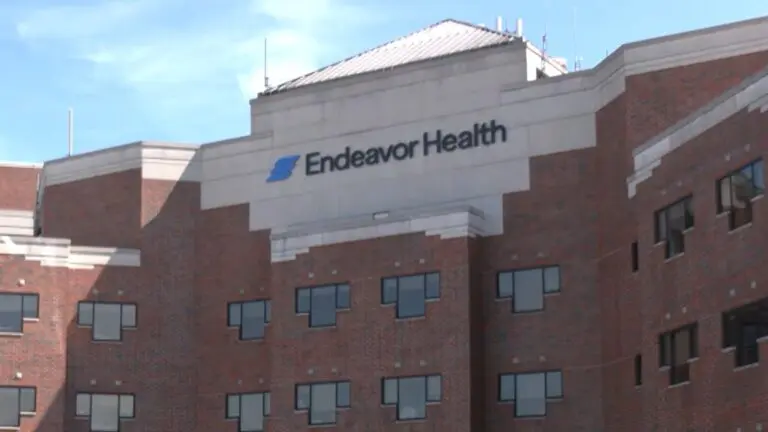 Close up of front top of Endeavor Health Edward Hospital