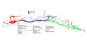Design rendering of three proposed alternatives for the Riverwalk south extension plan in a $1.5 million, $3 million or $6 million budget.