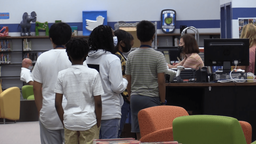 Kids at school with masks on