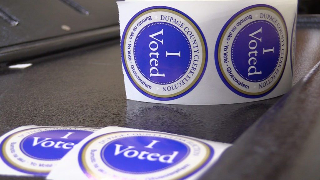 I voted stickers at voting site in DuPage County