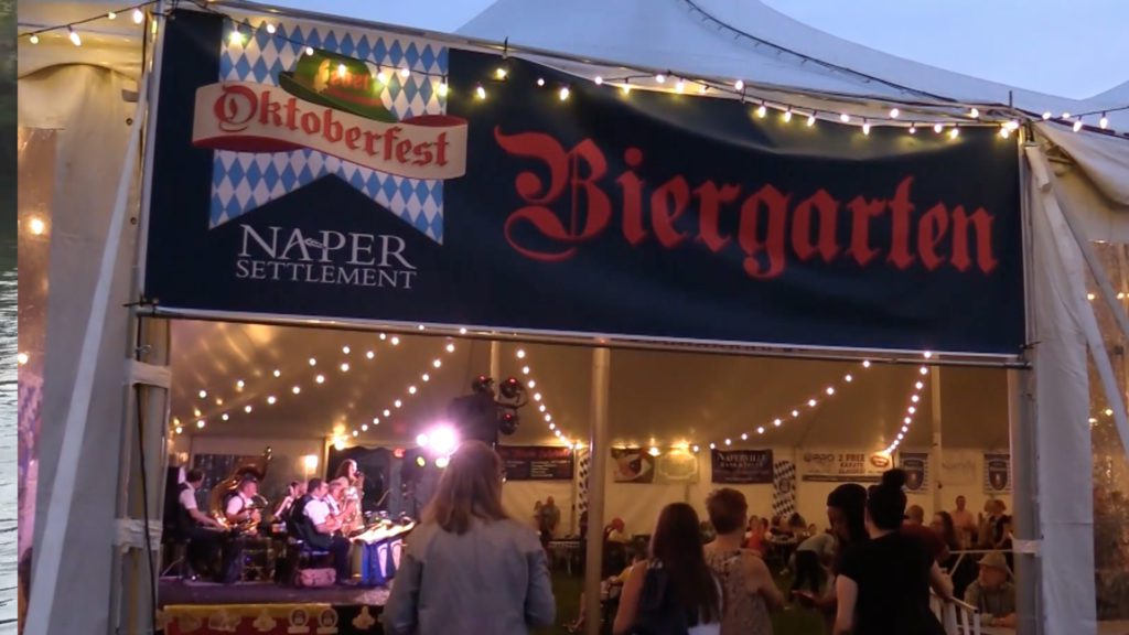 Entrance into heated tent at Naper Settlement's Oktoberfest