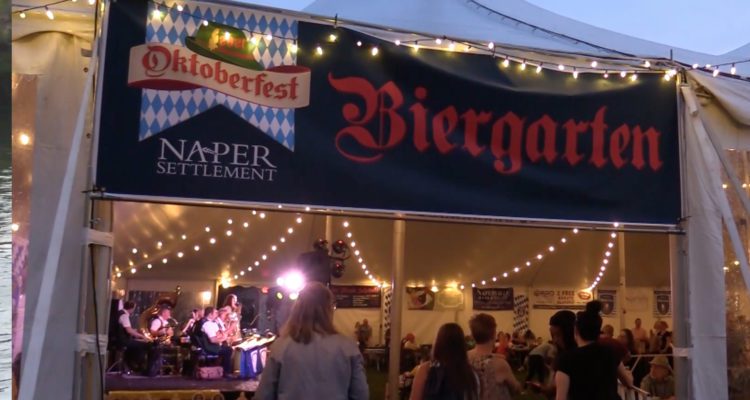 Entrance into heated tent at Naper Settlement's Oktoberfest