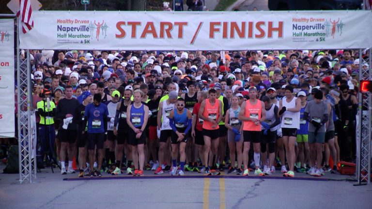 Runners at the start of the marathon