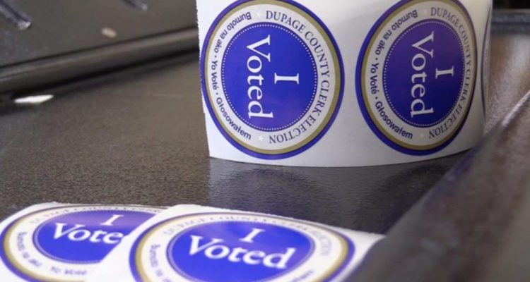 "I Voted" stickers, file shot at a voting location