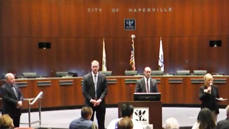 Naperville SAFE-T Act Forum-Patty Gustin, Paul Leong, State Senator John Curran, DuPage County State’s Attorney Bob Berlin, and Appellate Judge Liam Brennan.