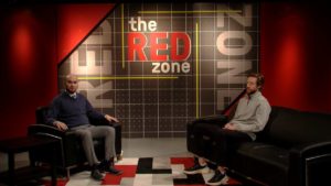 Alex Campbell and Brad Spencer on set of The Red Zone