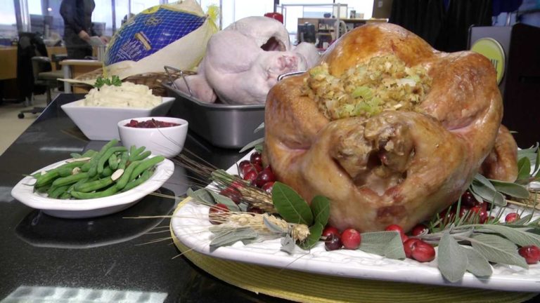 Turkeys and side dishes on display at Butterball Talk-Line