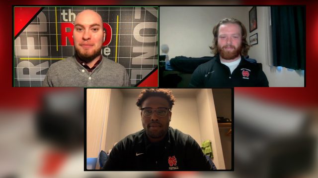 Alex Campbell, BJ Adamchik and Jarod Thornton on a Red Zone zoom call