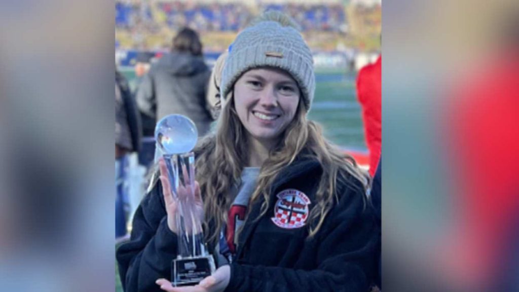 Naperville Native Natalie Stephens holding award for being chosen Air Force ROTC Student of the Year