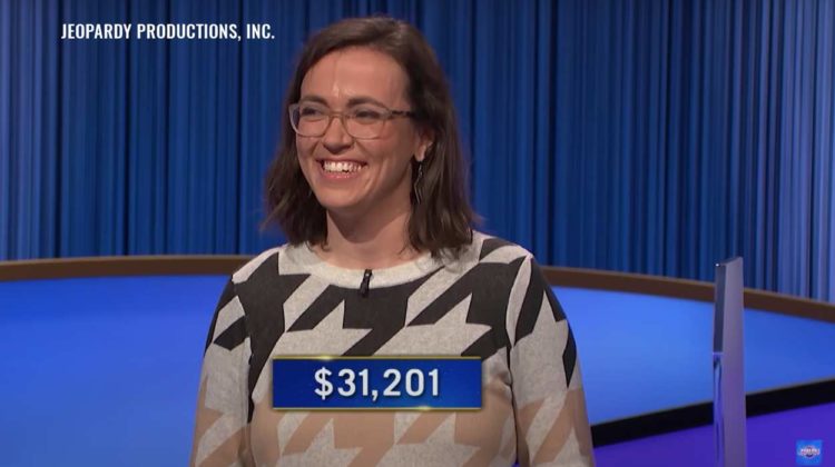 Screen capture of Erin Portman, Naperville resident, on Jeopardy!