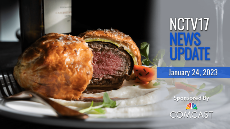 NCTV17 news update slate for January 24, 2023 with Beef Wellington image from Ramsay's Kitchen