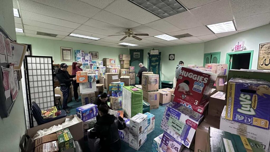 Boxes being packed at TACA Chicago.