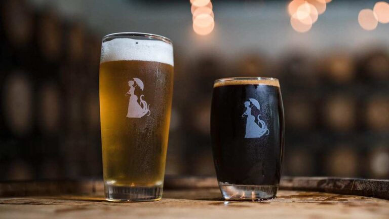 Two drinks from Miskatonic Brewing Company