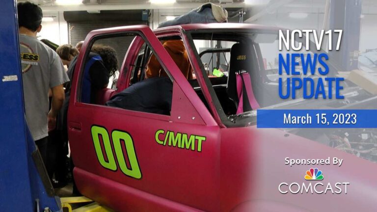 News Update text for March 15. Naperville North female students built a car.